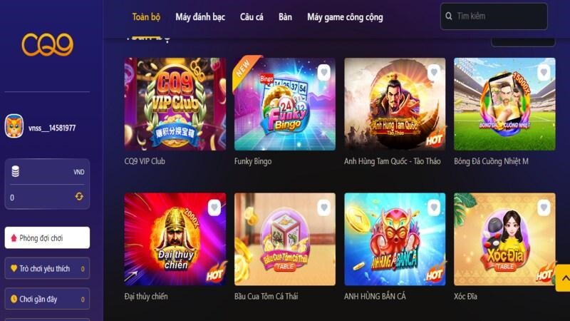 Kho game khủng tại sảnh CQ9 slot Uk88