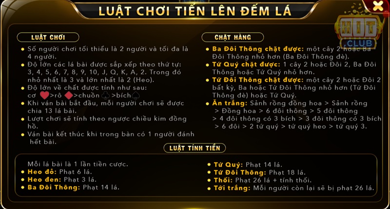 Luật chơi Tiến lên đếm lá gần gũi và dễ tiếp xúc nhất trên thị trường